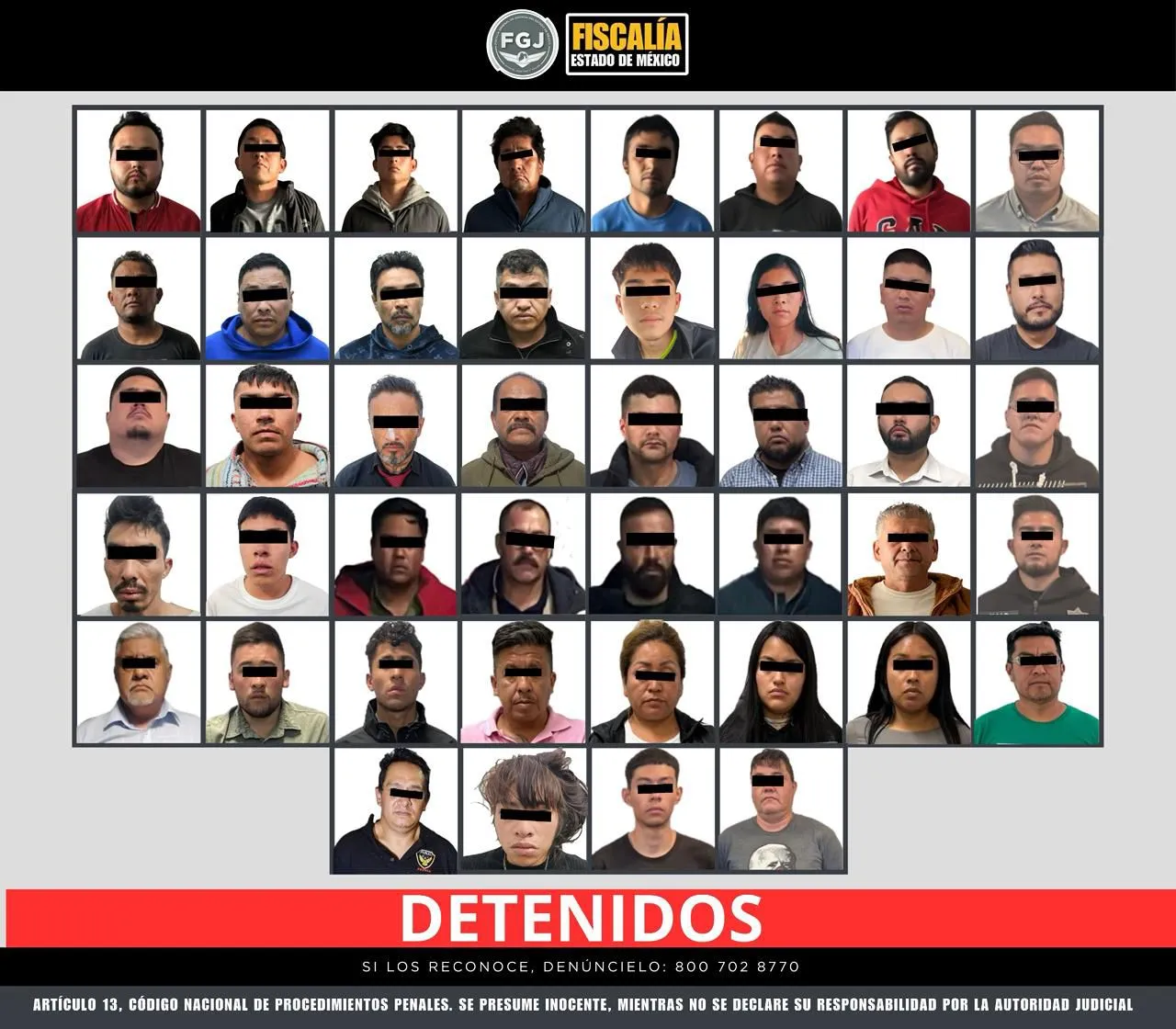 Golpe a falsos policías en Edoméx: 44 detenidos por asaltos