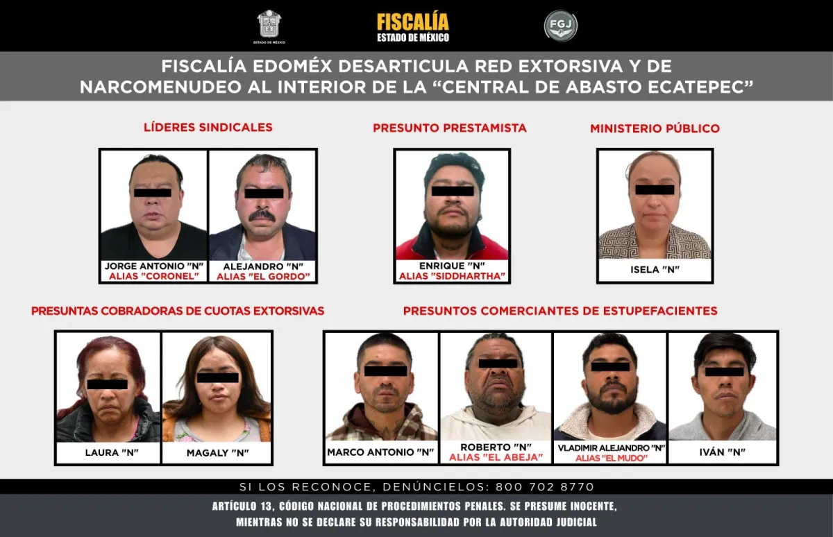 Caen presuntos líderes y cobradores de una red delictiva en Ecatepec
