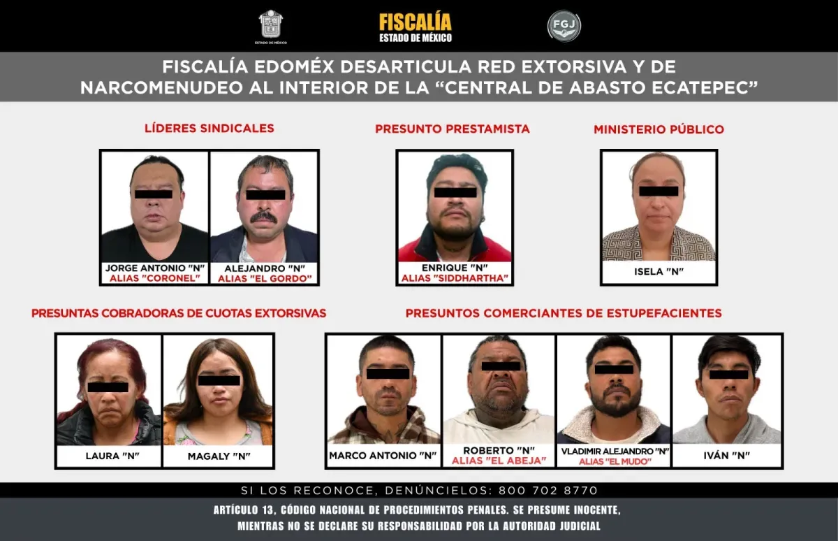 Caen presuntos líderes y cobradores de una red delictiva en Ecatepec