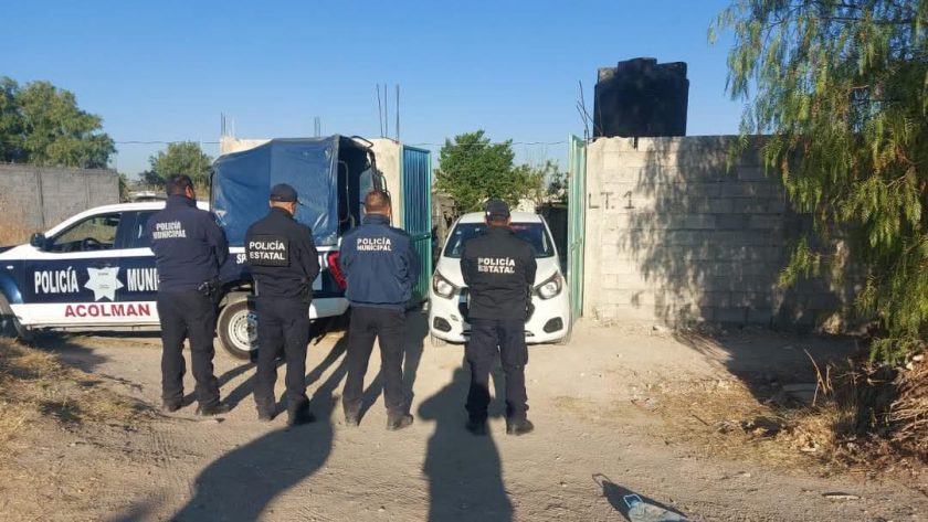 Policía de Acolman asegura predio donde se desvalijaban autos